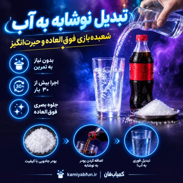 خرید شعبده بازی تبدیل نوشابه به آب | تردستی ساده و حیرت‌انگیز