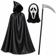 کاستوم کامل فرشته مرگ (Grim Reaper) | ست شنل، ماسک و عصا