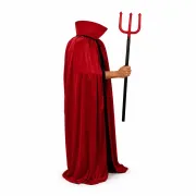 خرید ست شنل و عصای شیطان (شنل قرمز مشکی و چنگال سه شاخ) | کمیاب‌فان